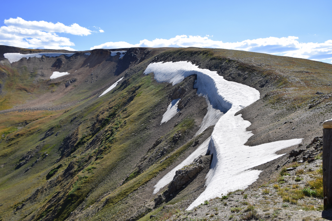 The snow fields at Fall River Cirque