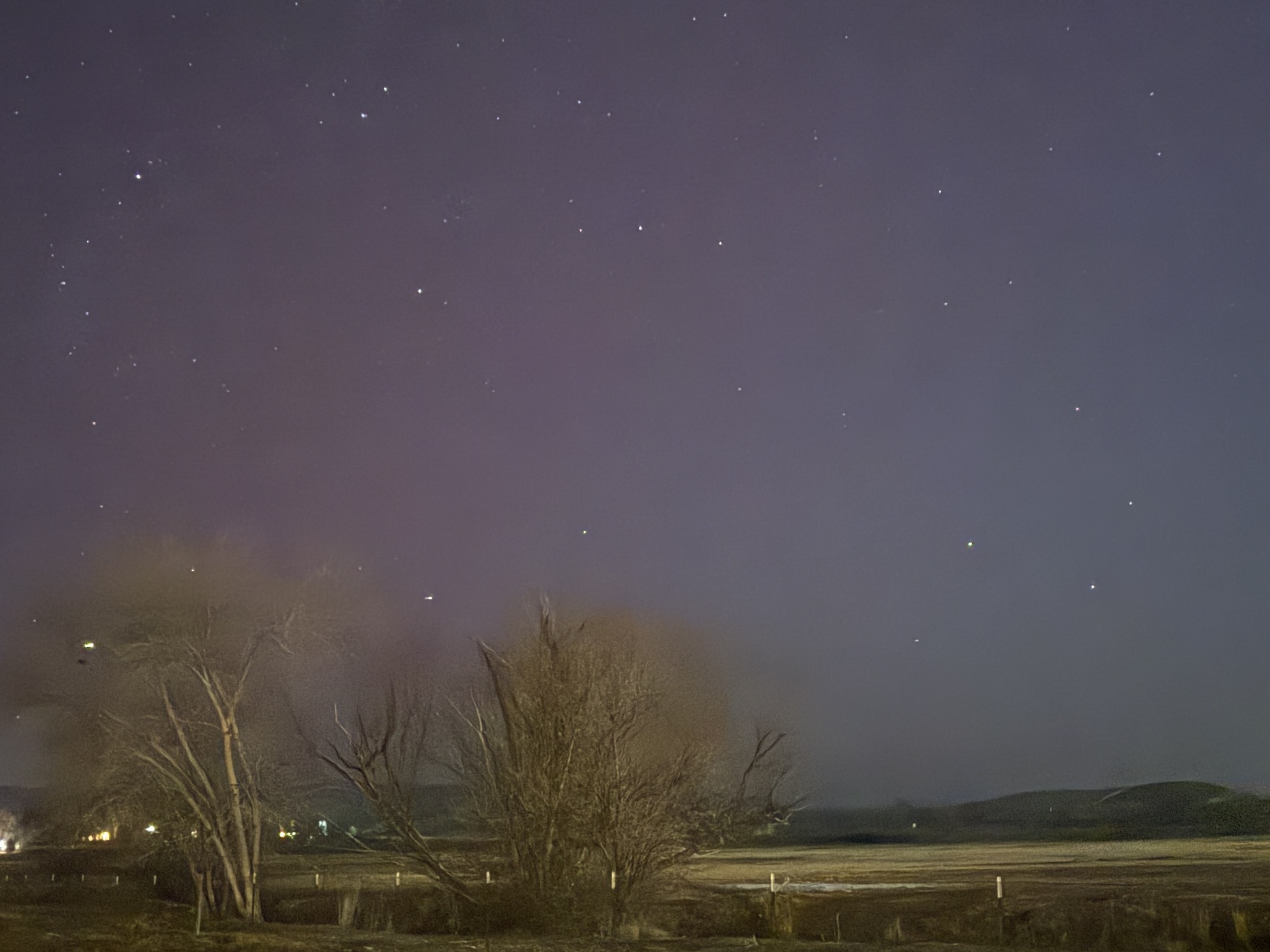 Purple-ish hue of a possible aurora