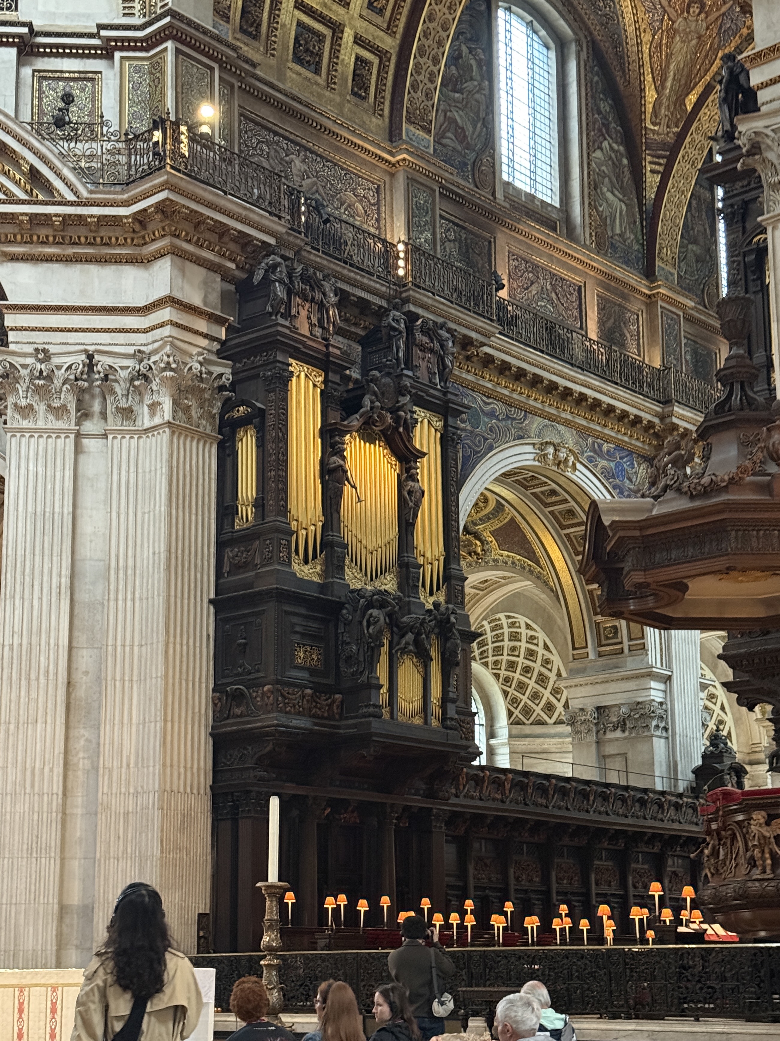 Part of the extensive pipe organ system in the Quire