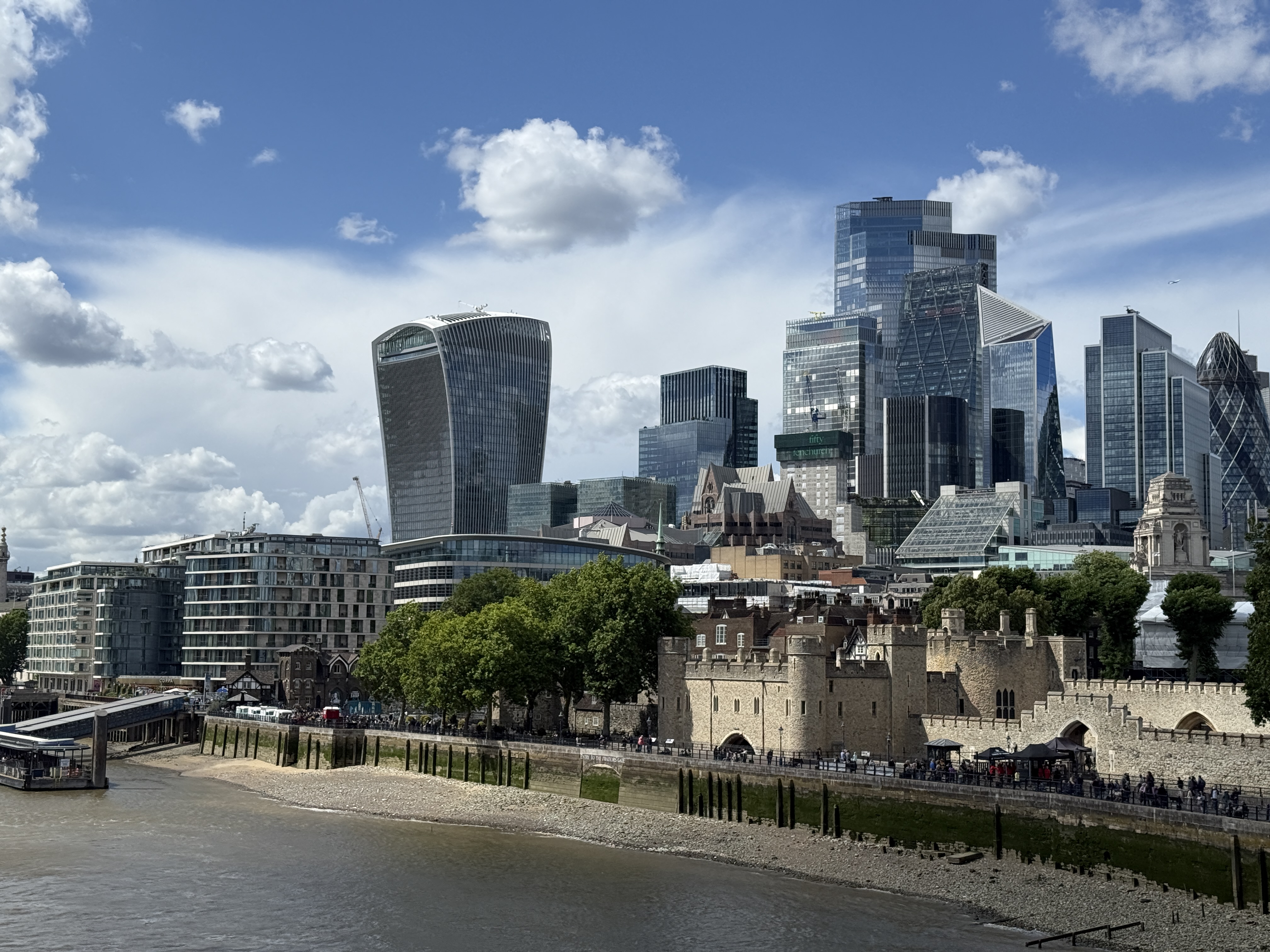 View of the Tower with modern London behind it