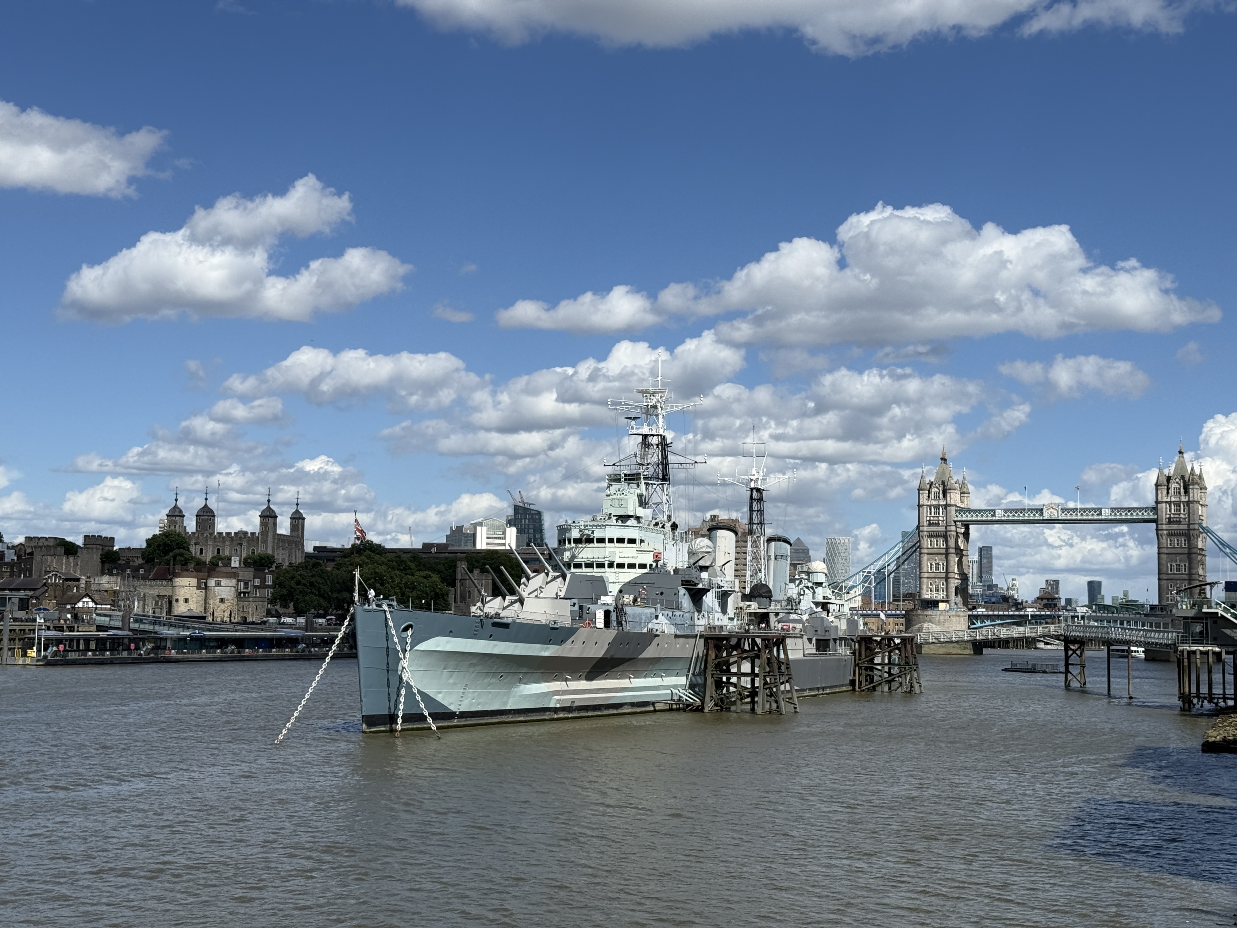 HMS Belfast with the Tower and bridge