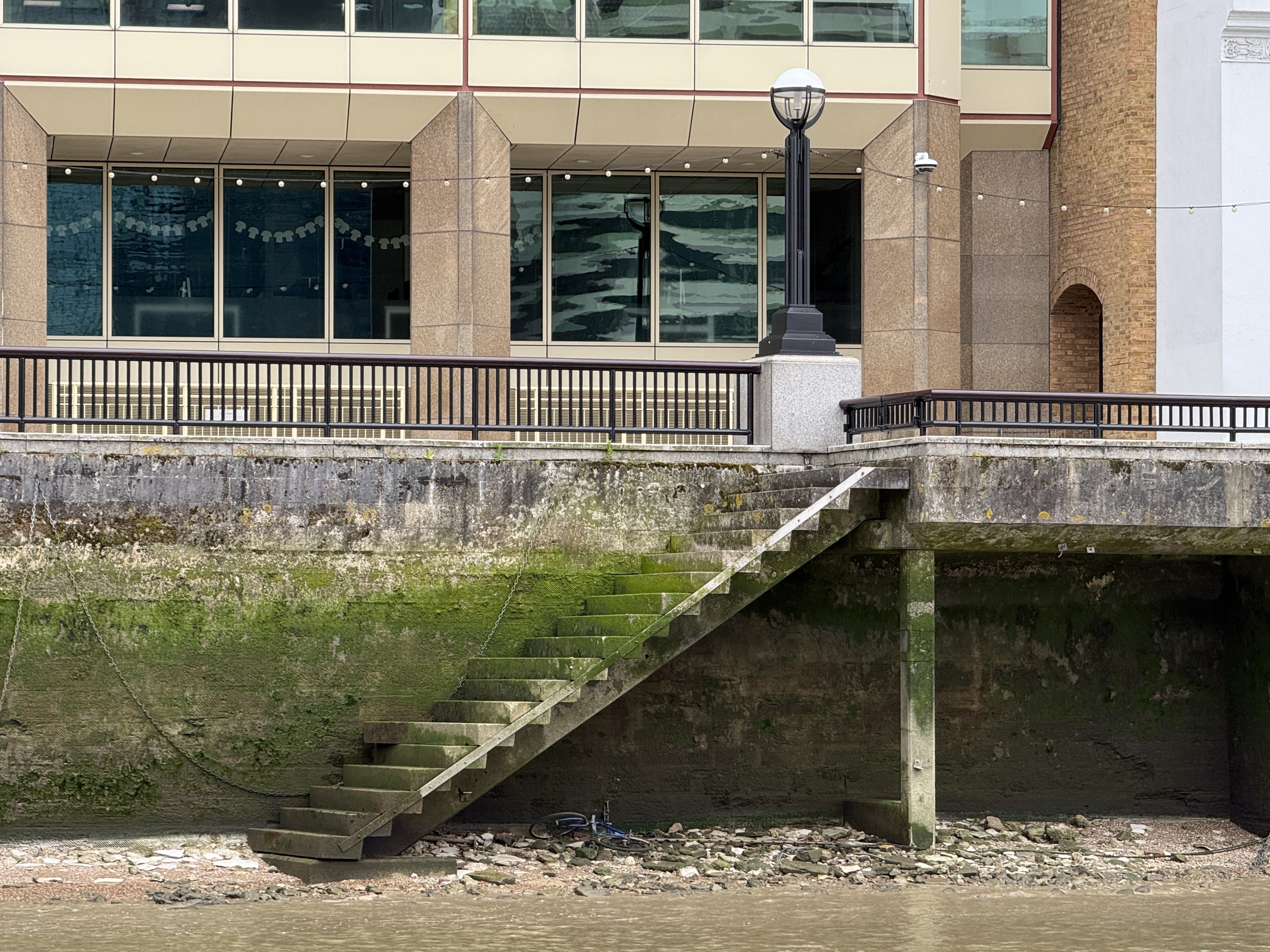 Mossy watermen's stairs near London Bridge City Pier