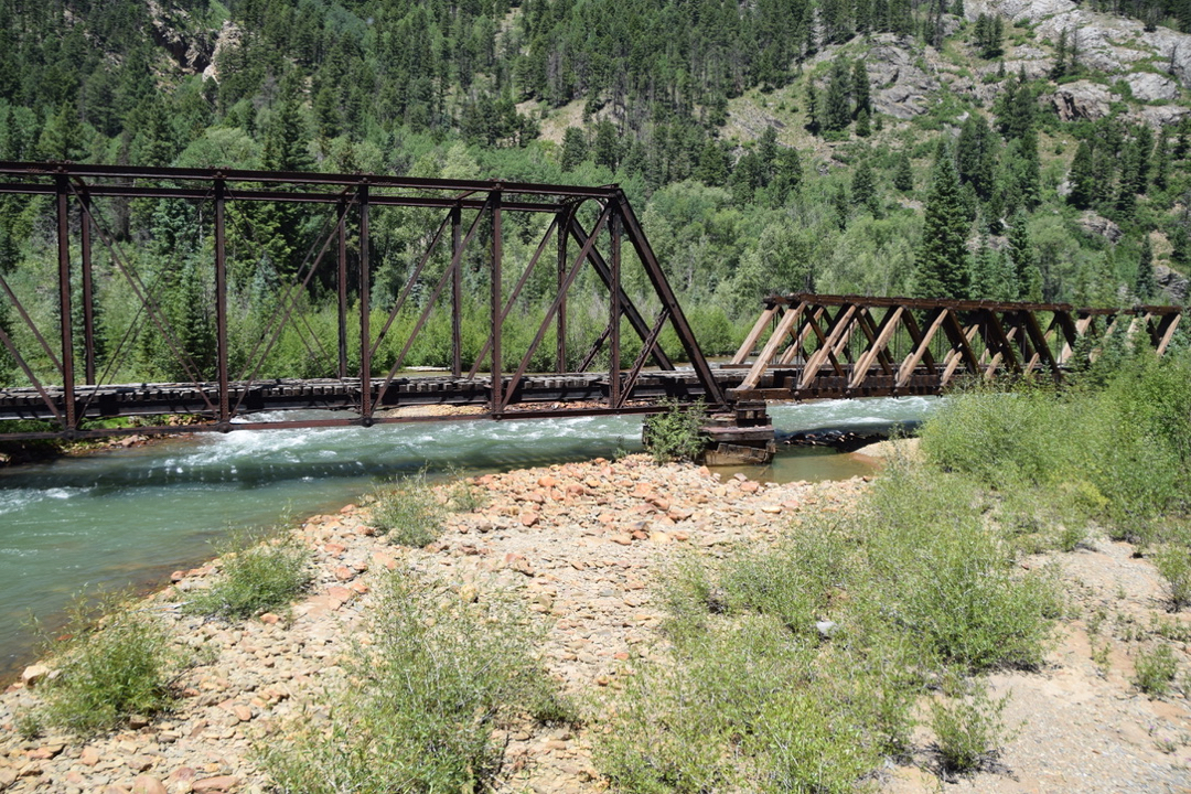 Decommisioned bridge along the Animas