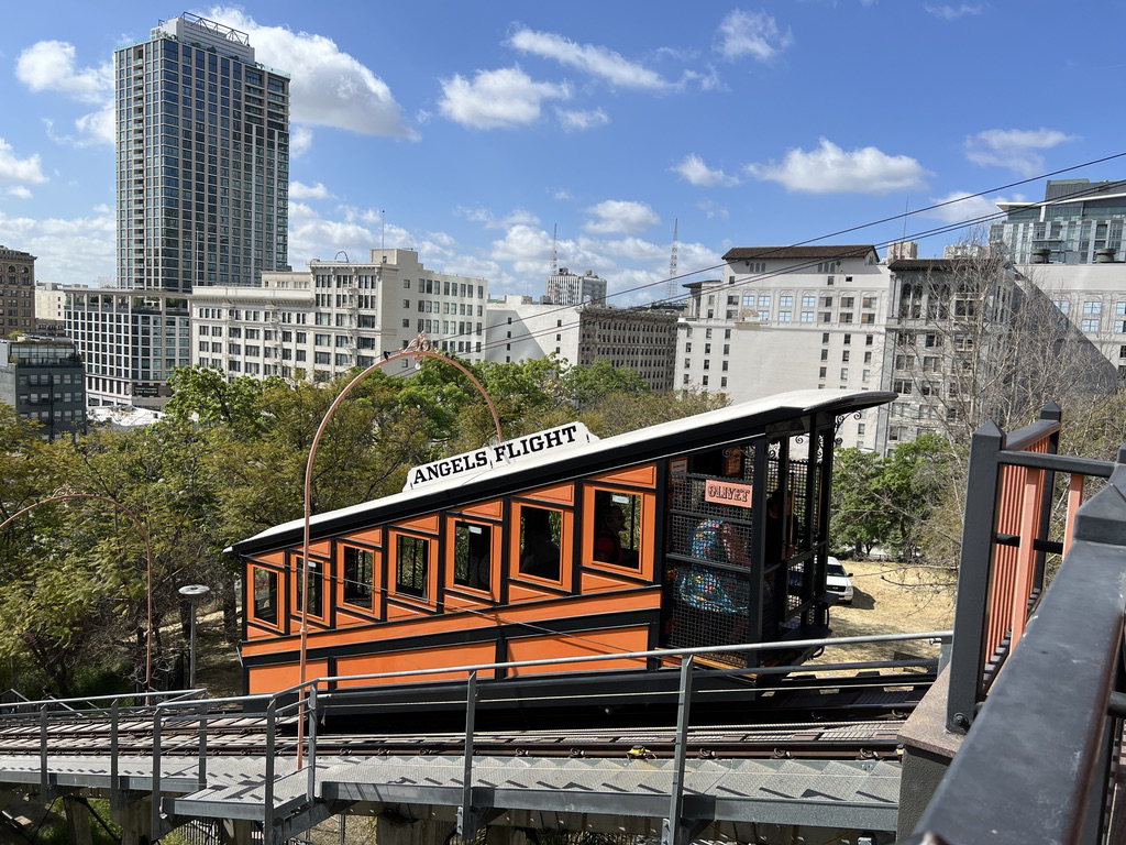 Angels Flight at the top of Bunker Hill