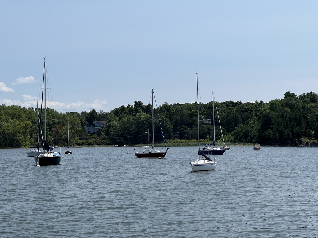 Anchored boats at Charlotte, VT