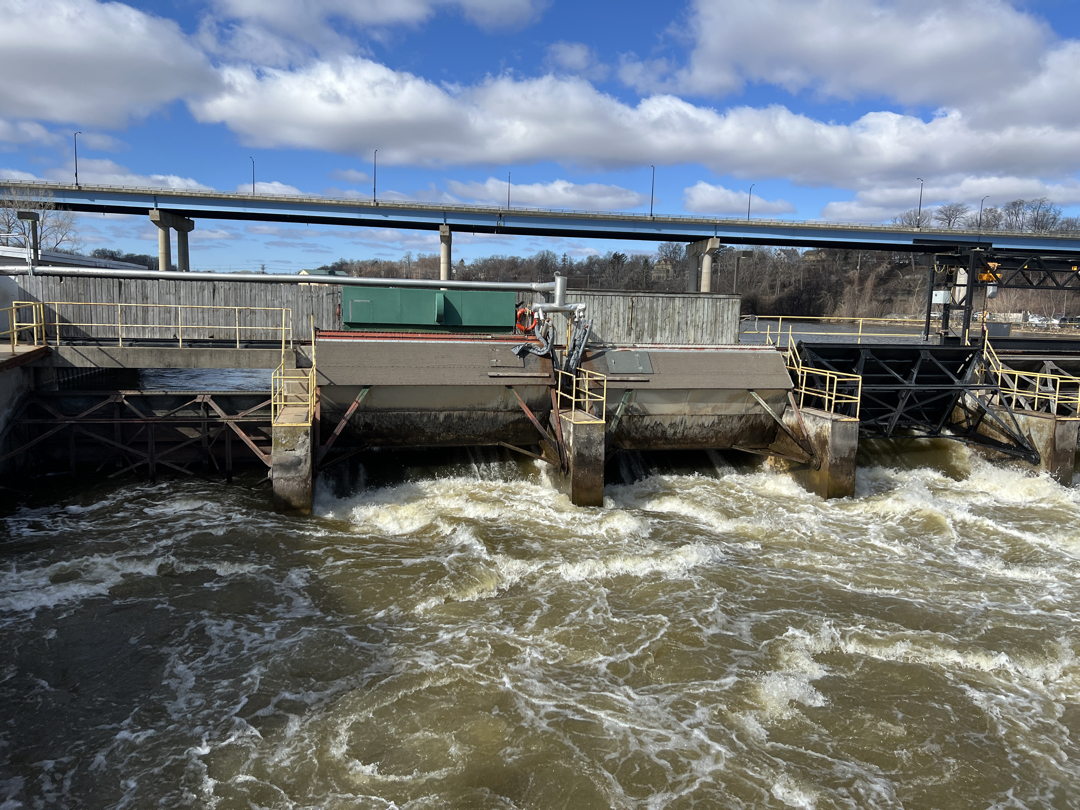 Churning water at the dam