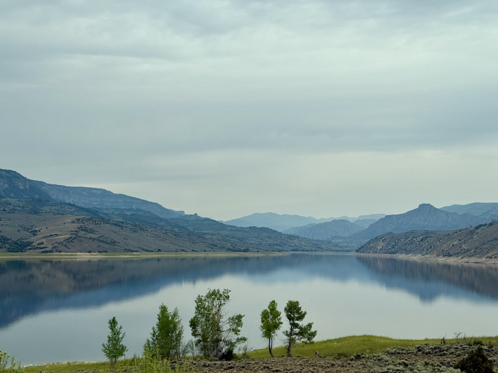 Gunnison River with haze from the wildfire in the canyon