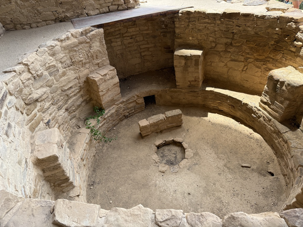 The round hole in the kiva floor is the Sipapu, where they believe their ancestors emerged into this world