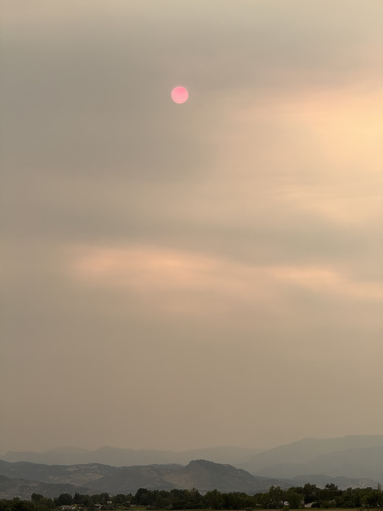 Colorado afternoon wildfire smoke sky