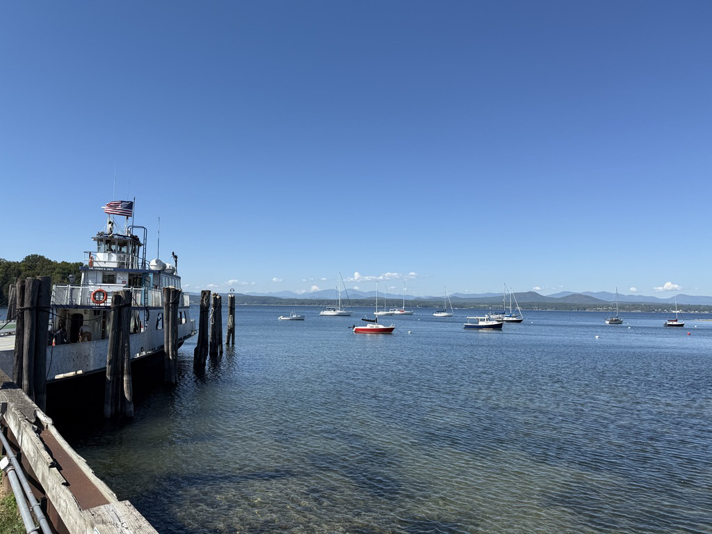 The ferry pier in Charlotte, VT