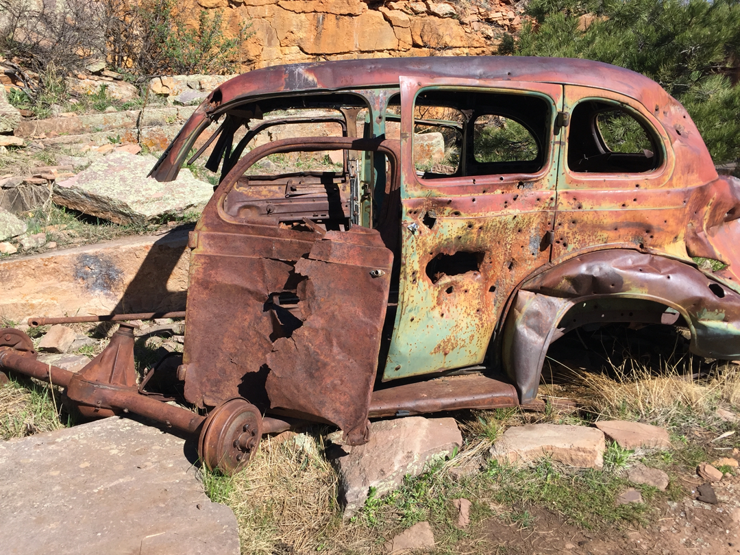 Old car at the rock quarry